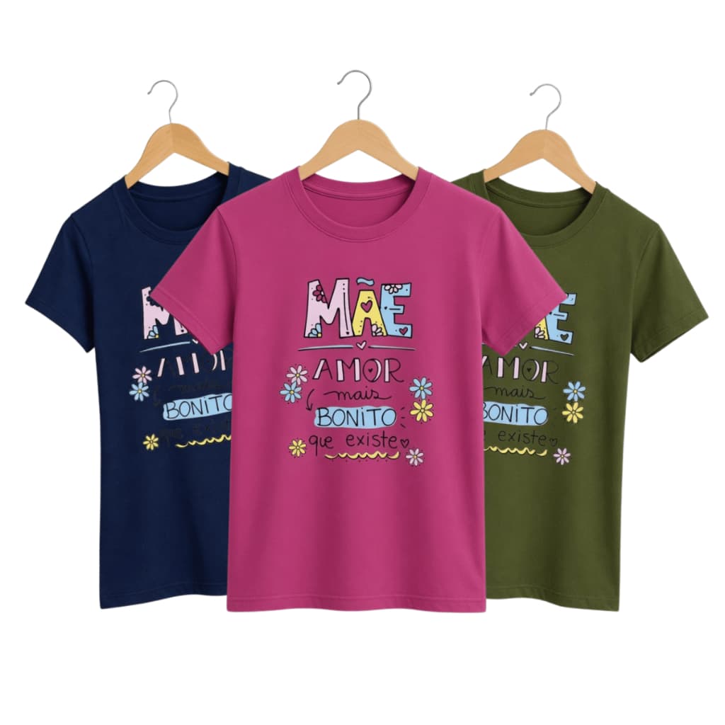 Kit 2 Camiseta Blusa Dia Das Mães T-shirt Presente Estampa Mãe Amor Mais Bonito Que Existe