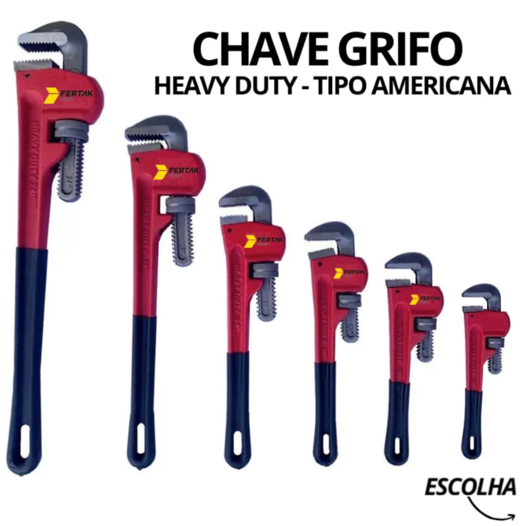 Chave De Grifo Profissional 8", 10", 12", 14", 18", 24"  para Tubulações Encanamentos - Escolher Tamanho na Variações