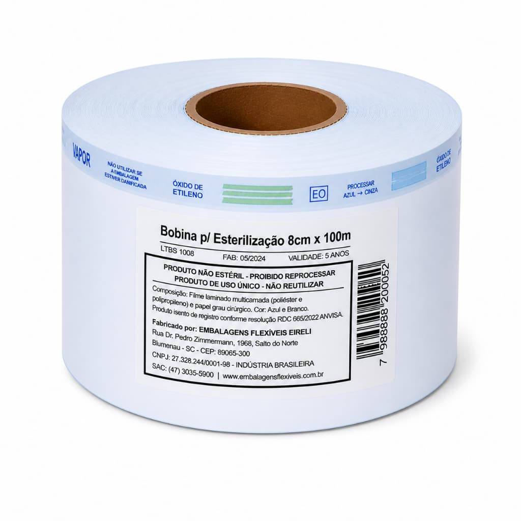 Bobina 8 cm x 100 m Papel Para Esterilização Grau Cirúrgico Manicures Dentistas Alta Qualidade