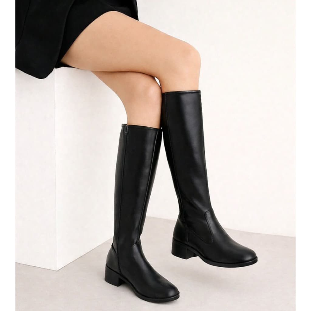 Bota Over The Knee Montaria Feminina Tratorada Cano Alto Panturrilha Grossa Plus Size