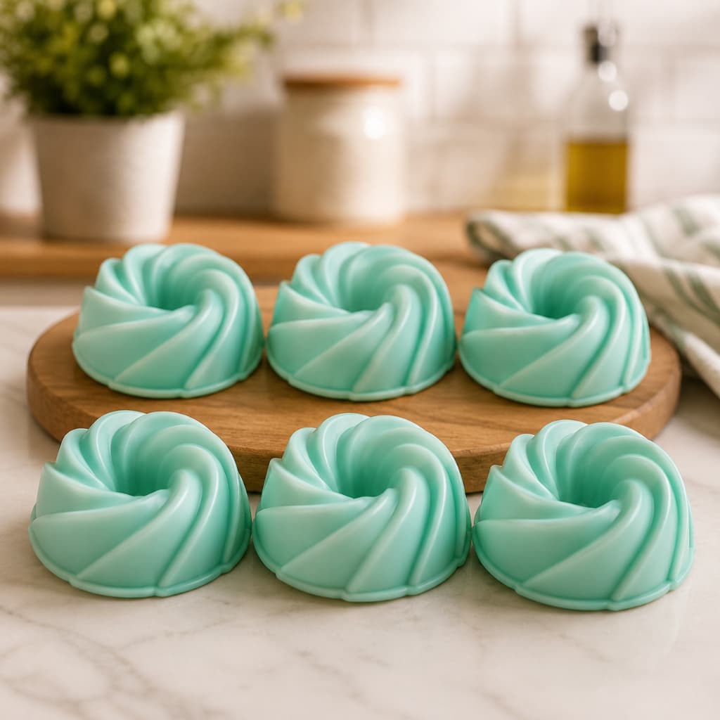 Conjunto 6 Formas Silicone Reutilizável Forro Air Fryer Redonda Antiaderente Verde