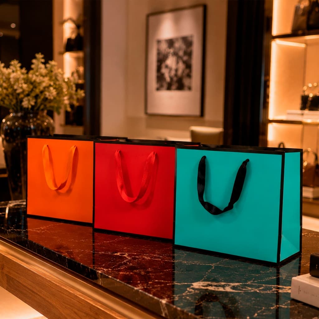 Sacola Premium Luxo Reforçada | Sacola para Loja Boutique Presente | Embalagem Elegante Resistente com Alça Maior