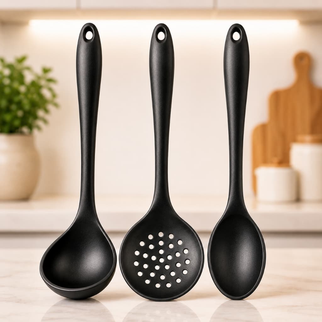 Kit 3 Utensílios Silicone Premium Antiaderente Não Risca Panelas Resistente 230°C BPA Free Cozinha