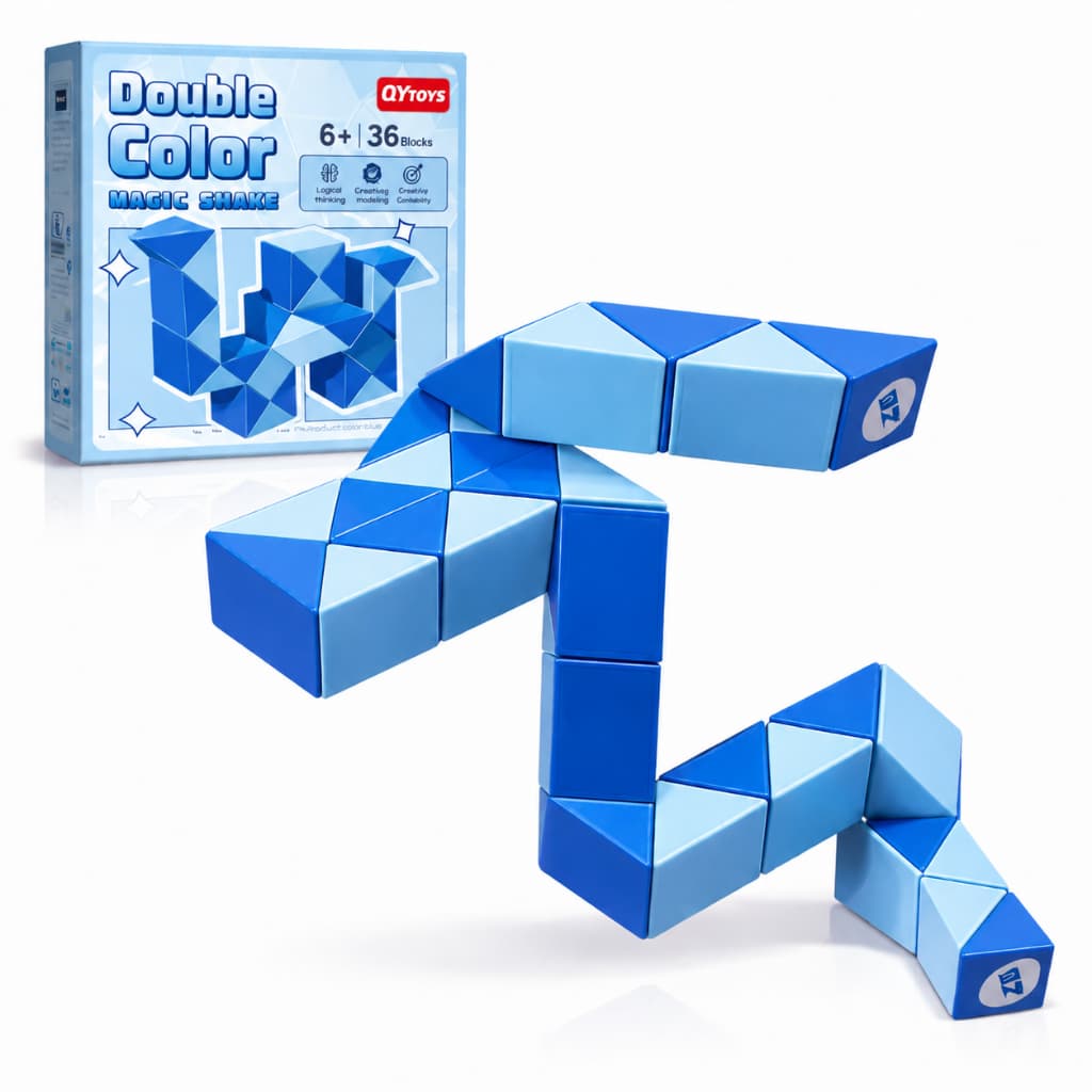 Cubo Mágico 3D Cobra Azul 36 Peças Brinquedo Educativo Criança