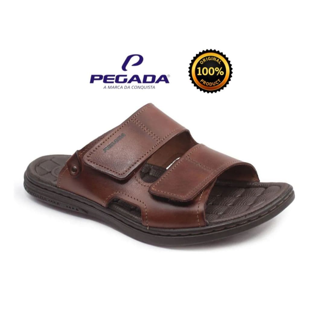 Chinelo Pegada Masculino Amortech 131283 De Couro