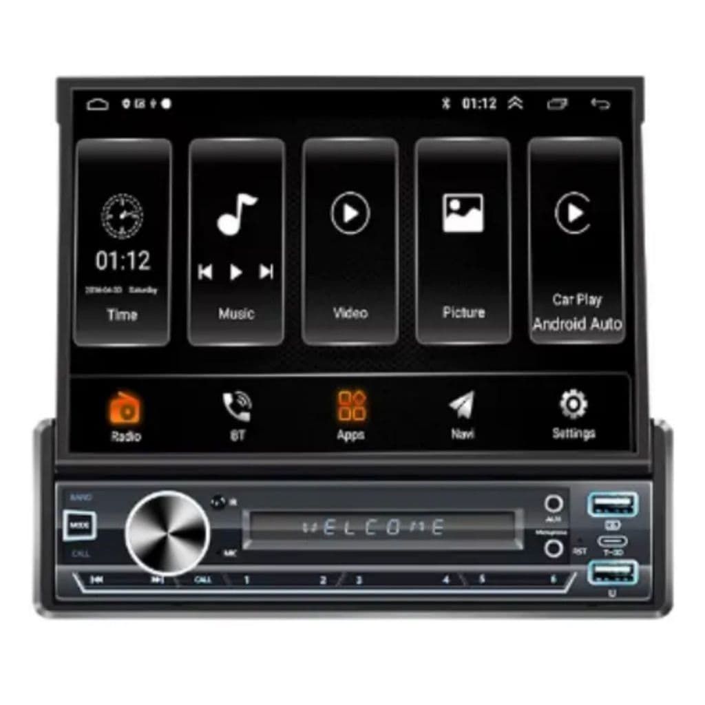 Central Multimídia Retrátil 7 Android Auto E Carplay Bluetooth Gps Preto Argos