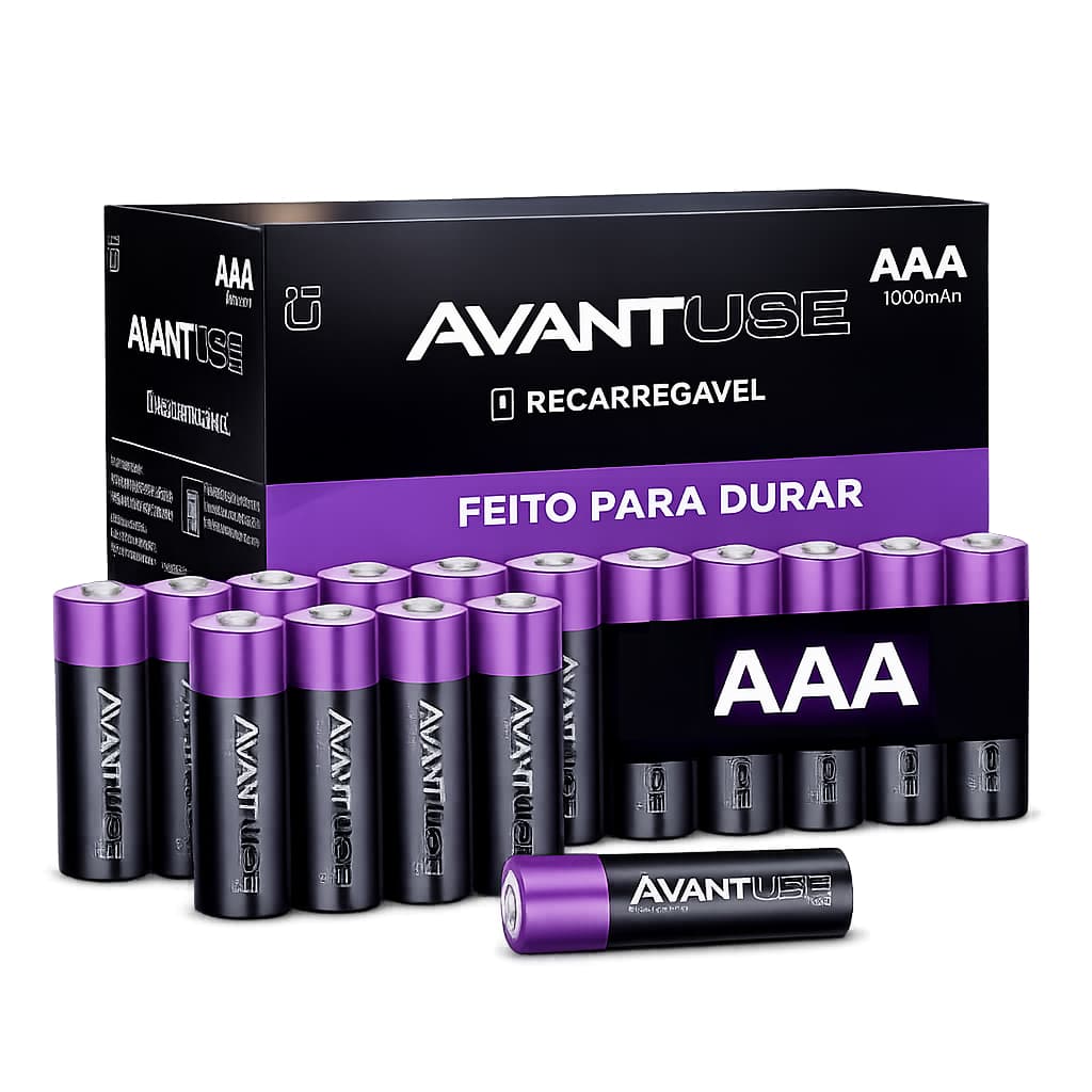 Kit 4, 8 ou 16 Pilhas Recarregáveis AAA Palito 1000mAh Ni-MH Avant Use Original Alta Durabilidade 1,2V