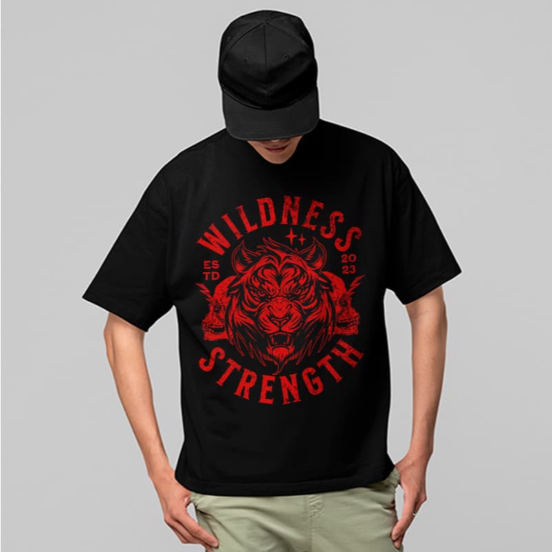 Camiseta Oversized Wildness Strength Tiger Streetwear