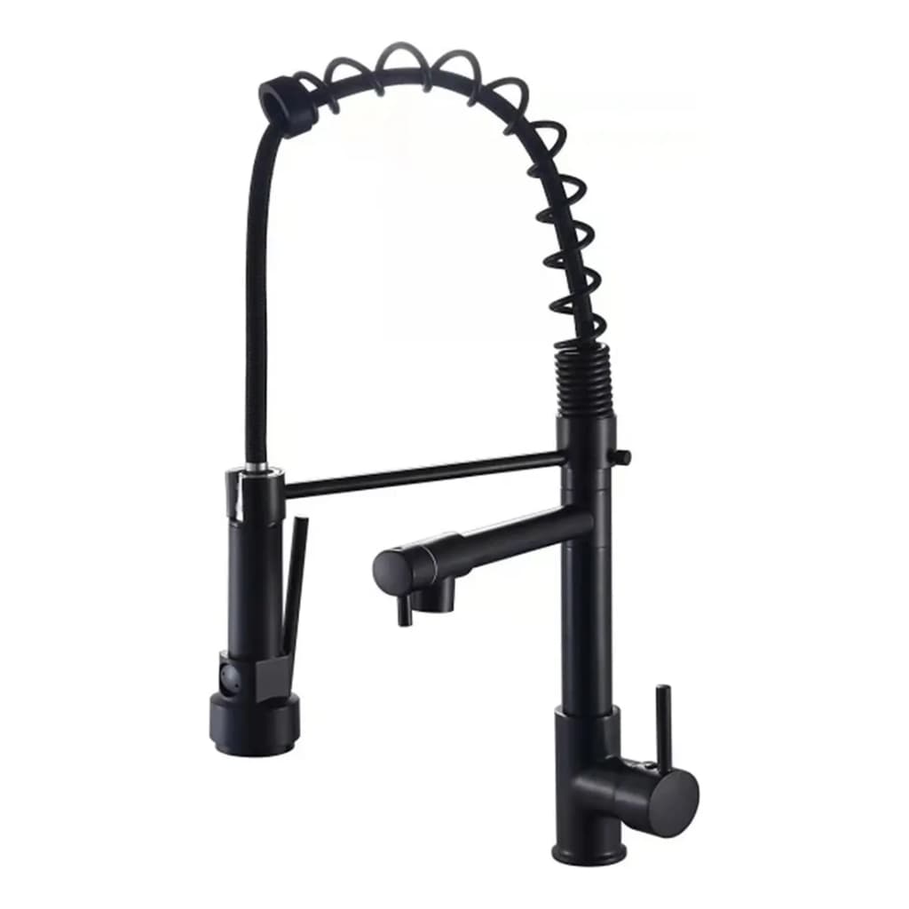 Torneira Gourmet Flexível Cozinha Preto Fosco Com Ducha Extensível Spray Duplo Luxo Moderno