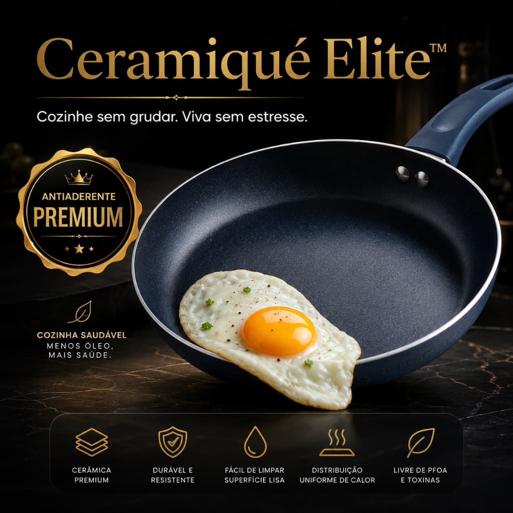 Frigideira Cerâmica Antiaderente 20cm Premium Não Gruda Fácil de Limpar Azul