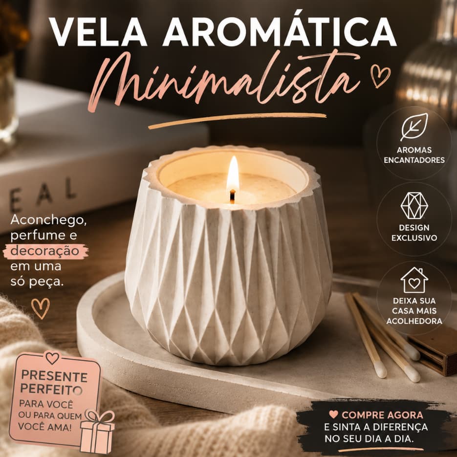Vela Aromática Minimalista em Cimento - Decoração Aesthetic