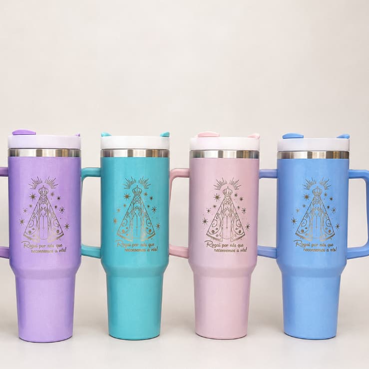 Garrafa Térmica Personalizada a Laser Nossa Senhora 1200ml com Canudo e Alça