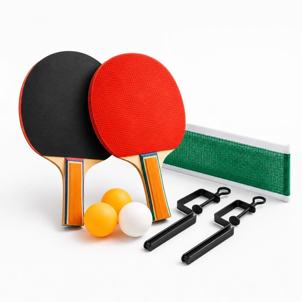 Kit Tenis De Mesa Ping Pong  2 Raquetes 3 Bolas Suporte Rede Profisional