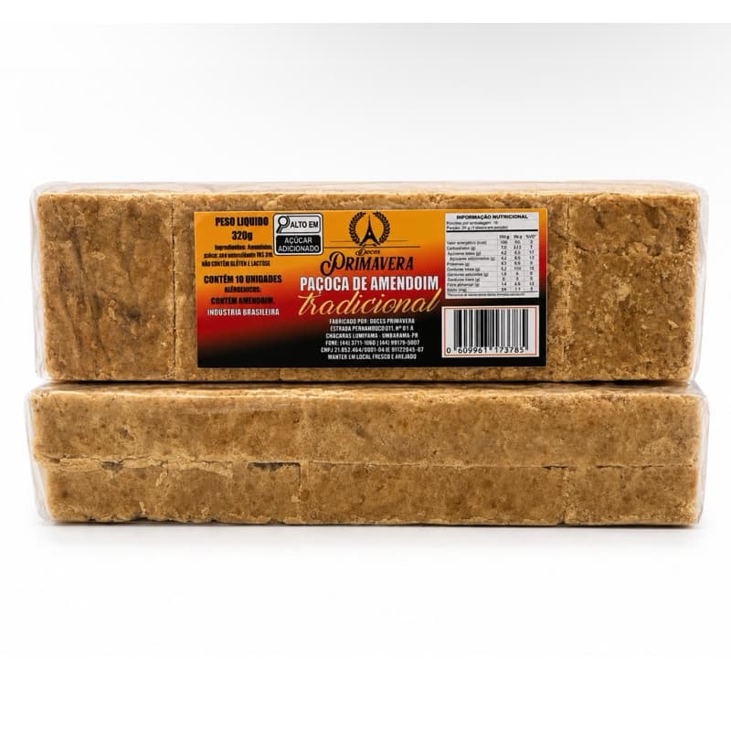 Paçoca De Amendoim Tradicional  10 Unidades 320g