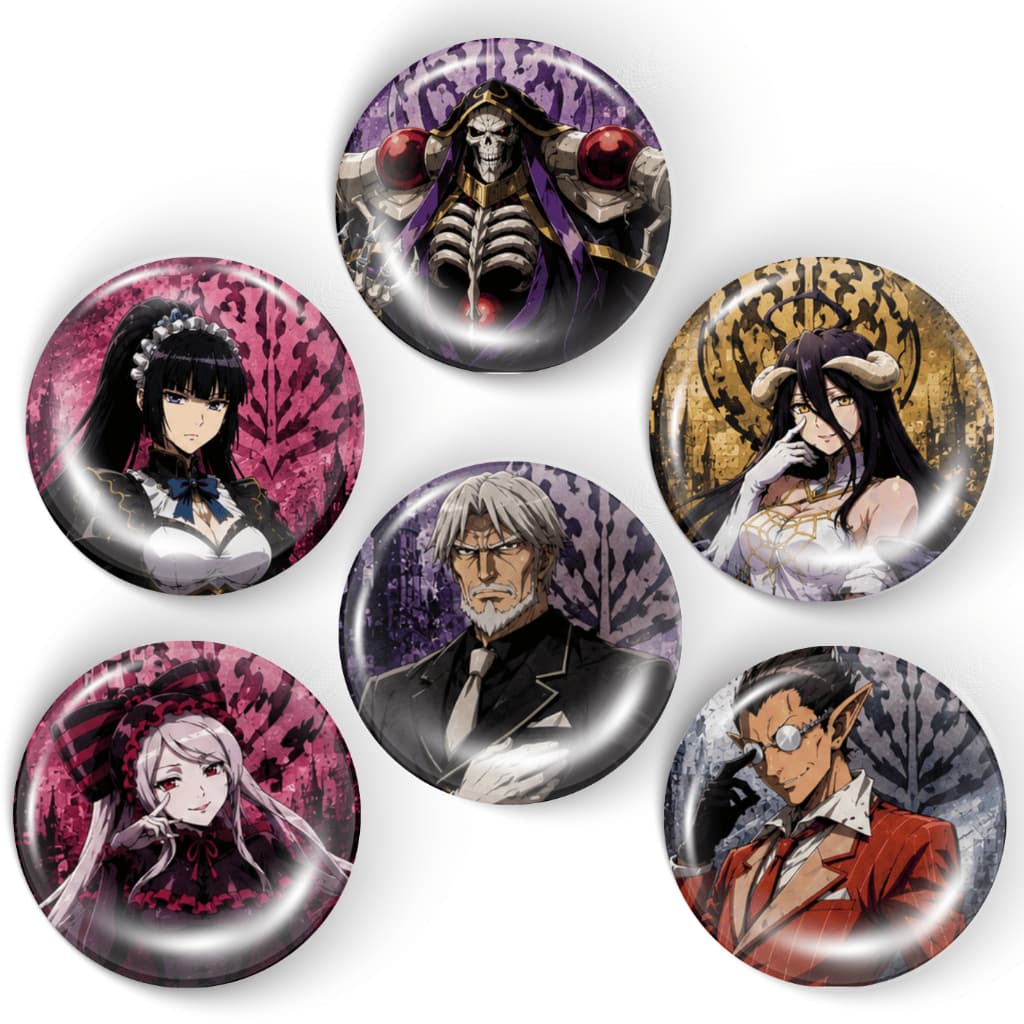 Kit 6 Bottons Overlord Anime Ainz Albedo Shalltear Broche 3,8cm