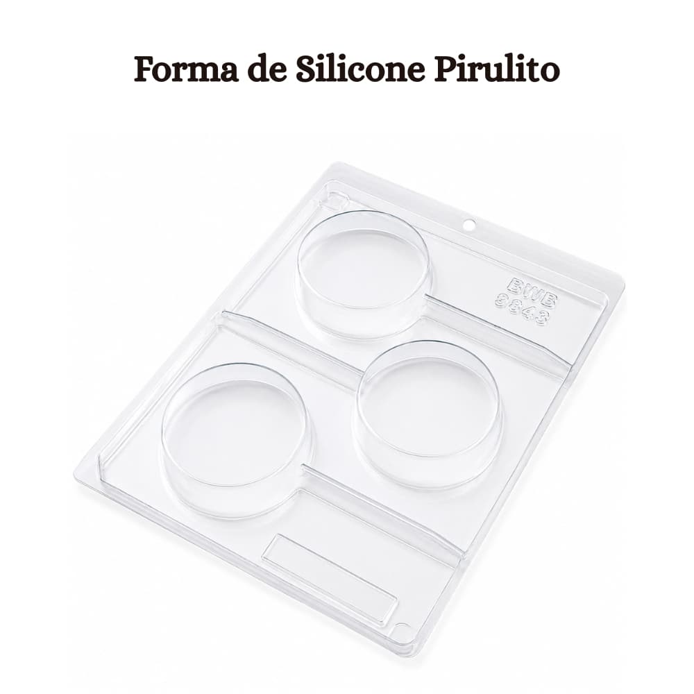 Forma Pirulito BWB 9843 Acetato e Silicone 3 Partes Para Rechear Chocolate Confeitaria Profissional