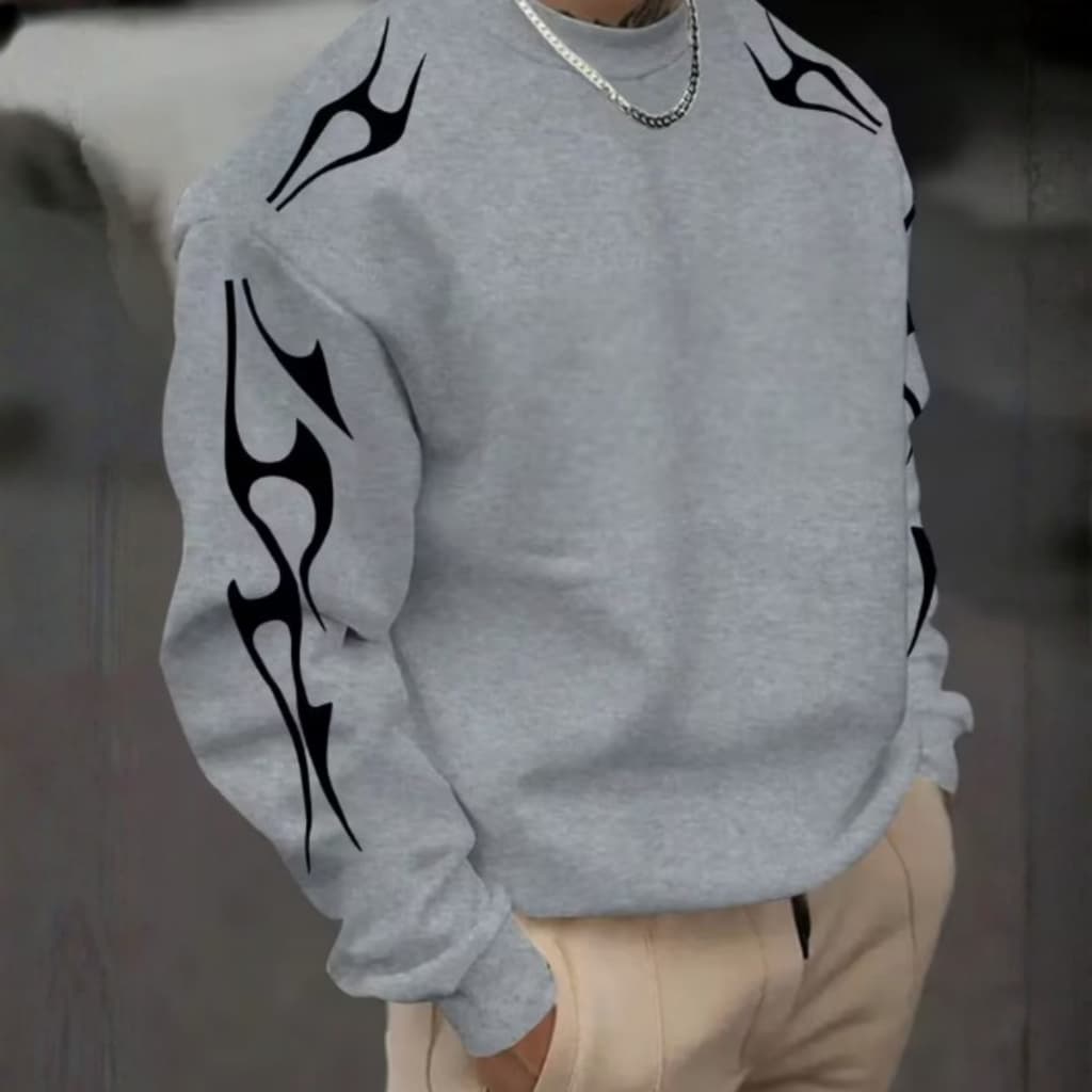 Casaco Masculino Street Style Esportivo Y2K Men Dark Casual Quentinho Confortavel Gola Redonda