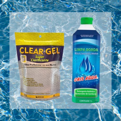 KIT - 1 LIMPA BORDA (CRIS ÁGUA) + 1 CLEAR GEL CLARIFICANTE/AUXILIAR DE FILTRAÇÃO 100g 4x25g (MARESIAS)