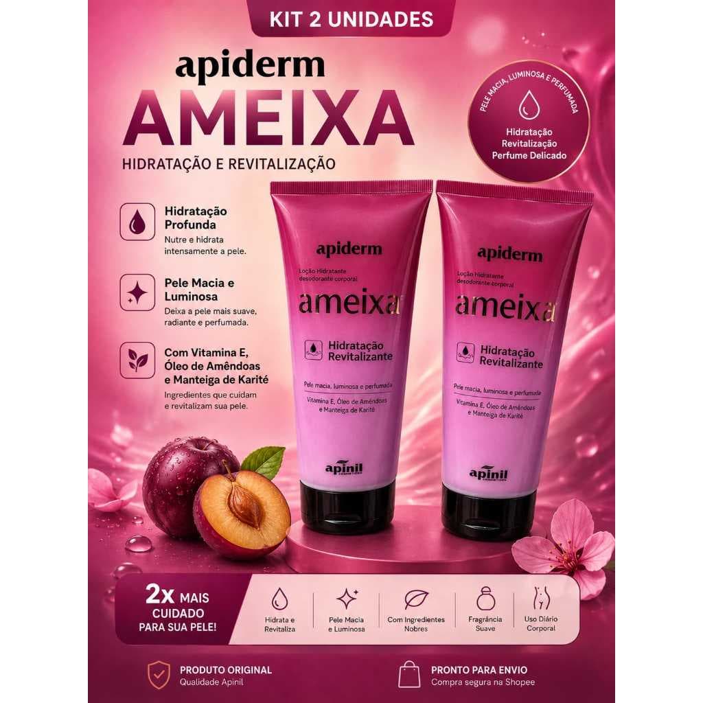 KIT 2 Unidades Loção Hidratante Revitalizante Corporal Ameixa 190g APINIL