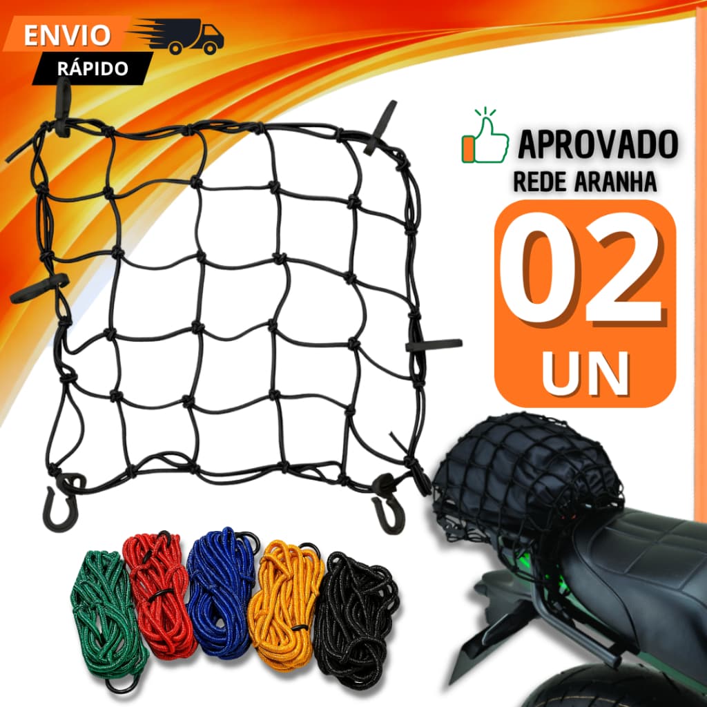 Rede Aranha Elástica Reforçada Com Extensor Para Capacete Bagageiro Moto Bicicleta Redinha Resistente