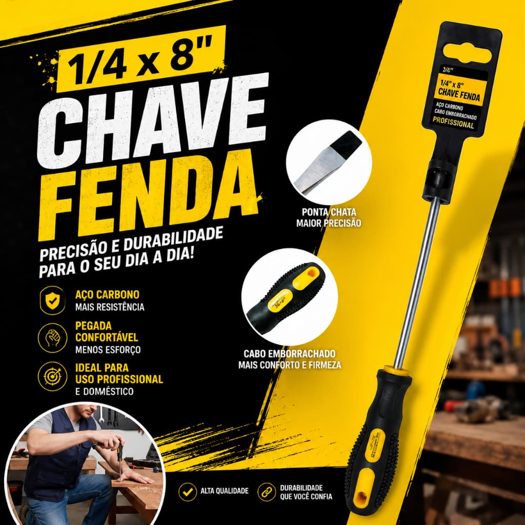 Chave De Fenda 1/4 8'' Peça Imantada Startools
