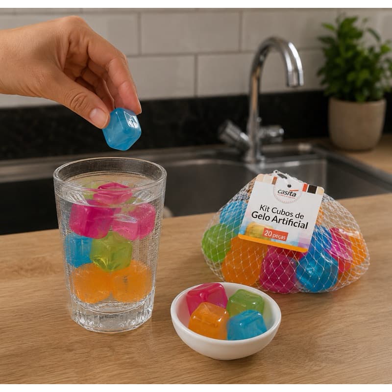 Kit 20 Unidades De Cubos De Gelos Reutilizavel Coloridos