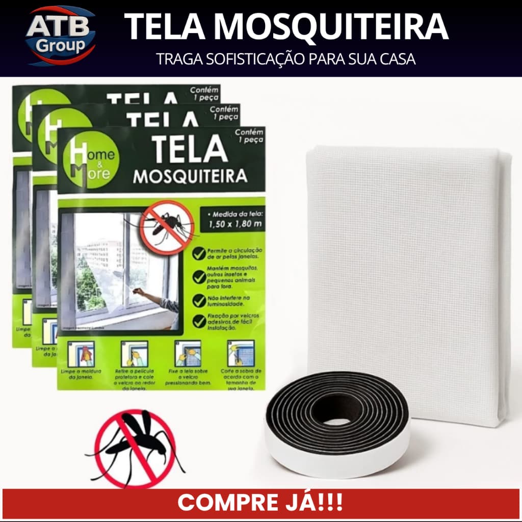 TELA MOSQUITEIRO AJUSTÁVEL AO TAMANHO DA JANELA CONTRA INSETOS PROTEÇÃO TOTAL