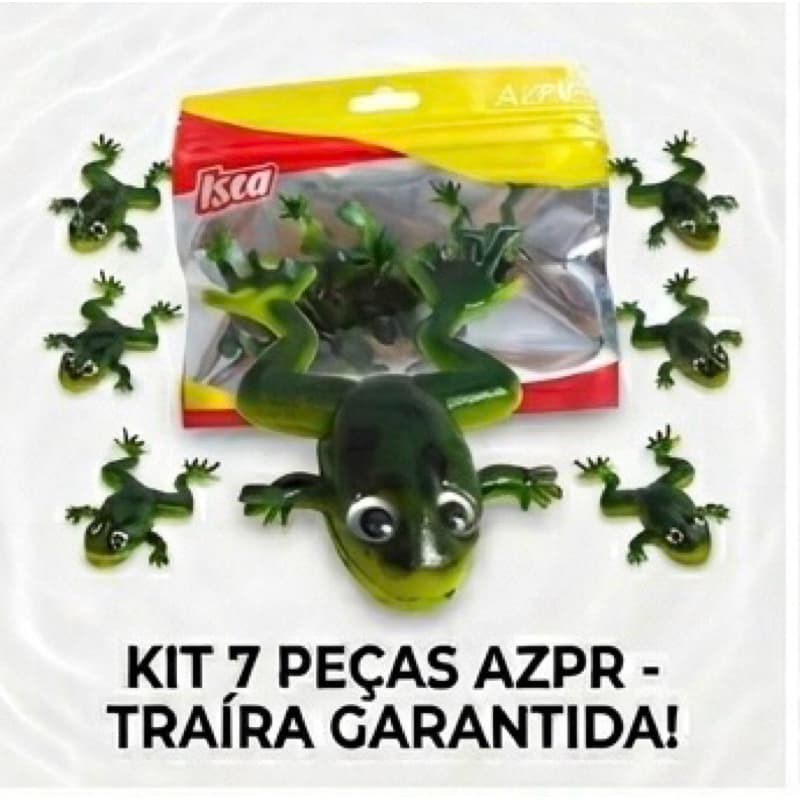 Kit 7 Iscas Artificiais Sapo Sapinho Silicone AZPR 4,5cm Pesca Traíra Dourado
