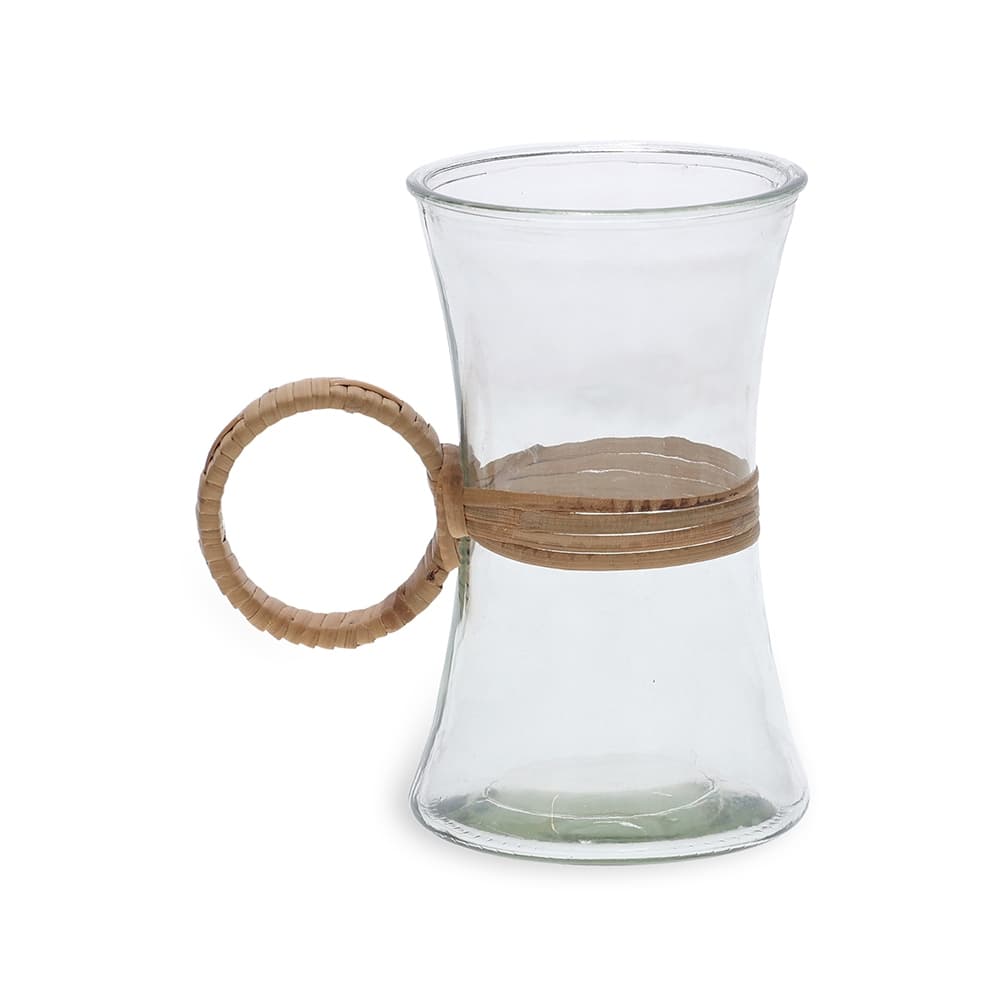 Riviera - Vaso em Vidro com detalhes em Rattan (P ou G) Mart Collection