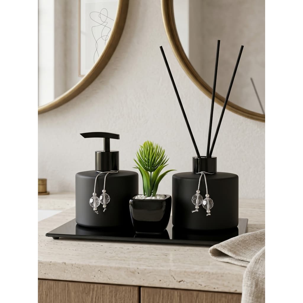 Kit Lavabo Luxo Difusor E Saboneteira Com Bandeja