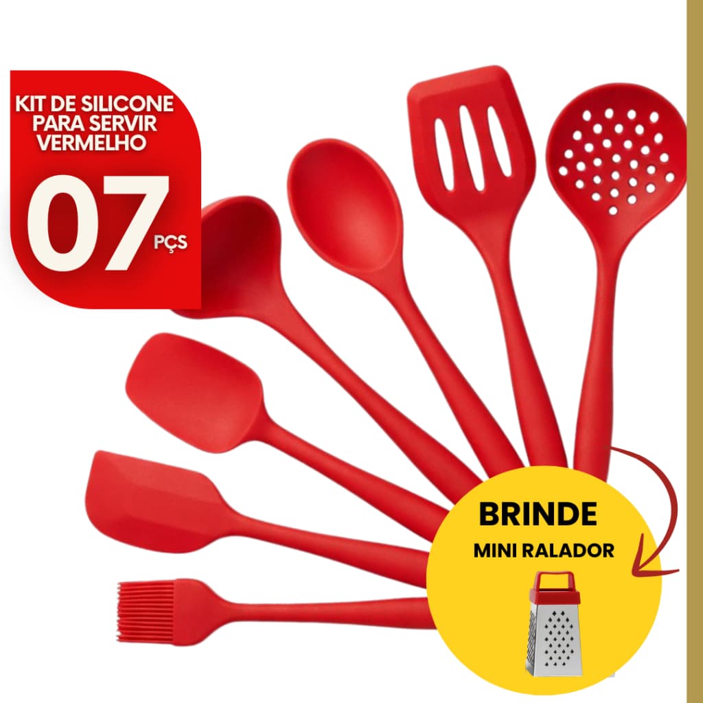 Kit 7 ou 4 unidades Utensílios Cozinha Silicone Antiaderente Resistente Calor ideal para servir