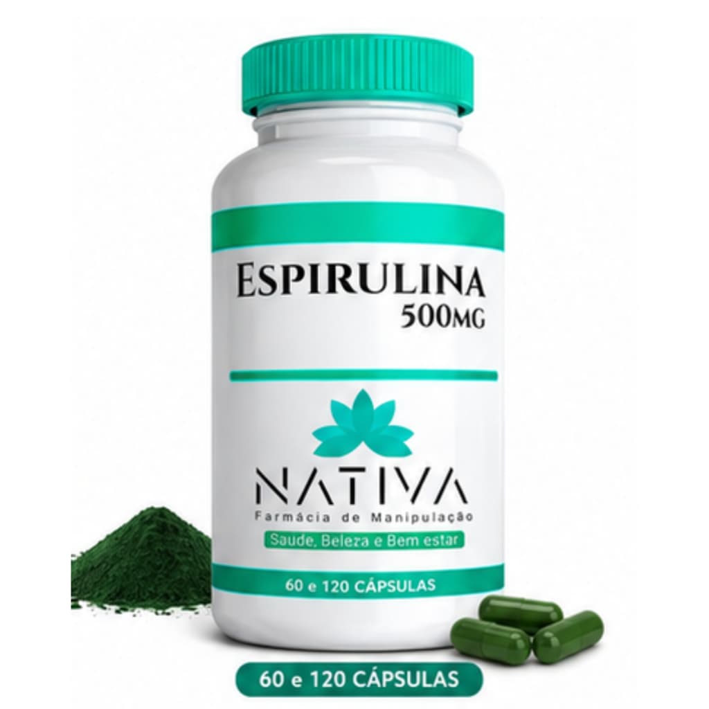 Espirulina Spirulina 500mg 100% Natural 60 ou 120 Cápsulas