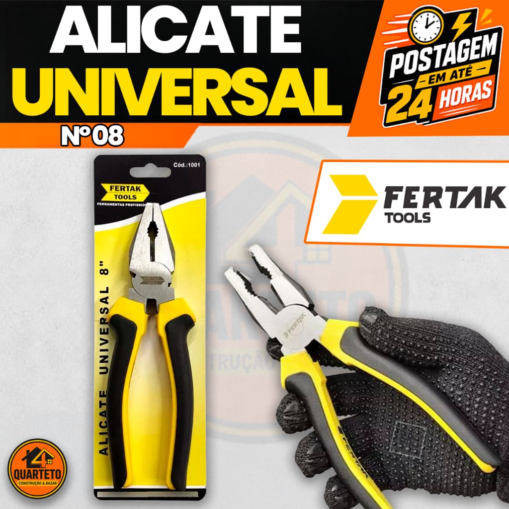 Alicate Universal 8 Polegadas Fertak Tools Profissional Polido