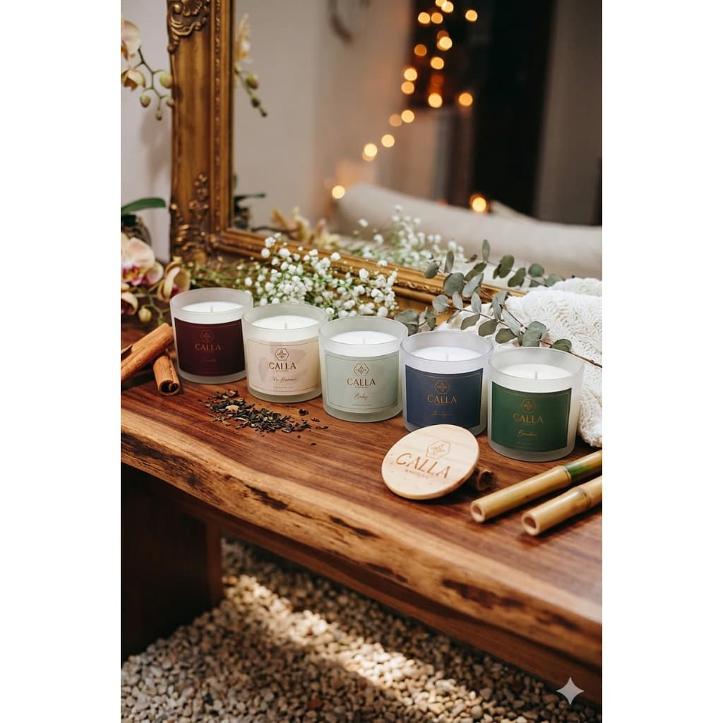 Vela Perfumada 100g Em Vidro Premium - Essência De Alta Fixação Calla