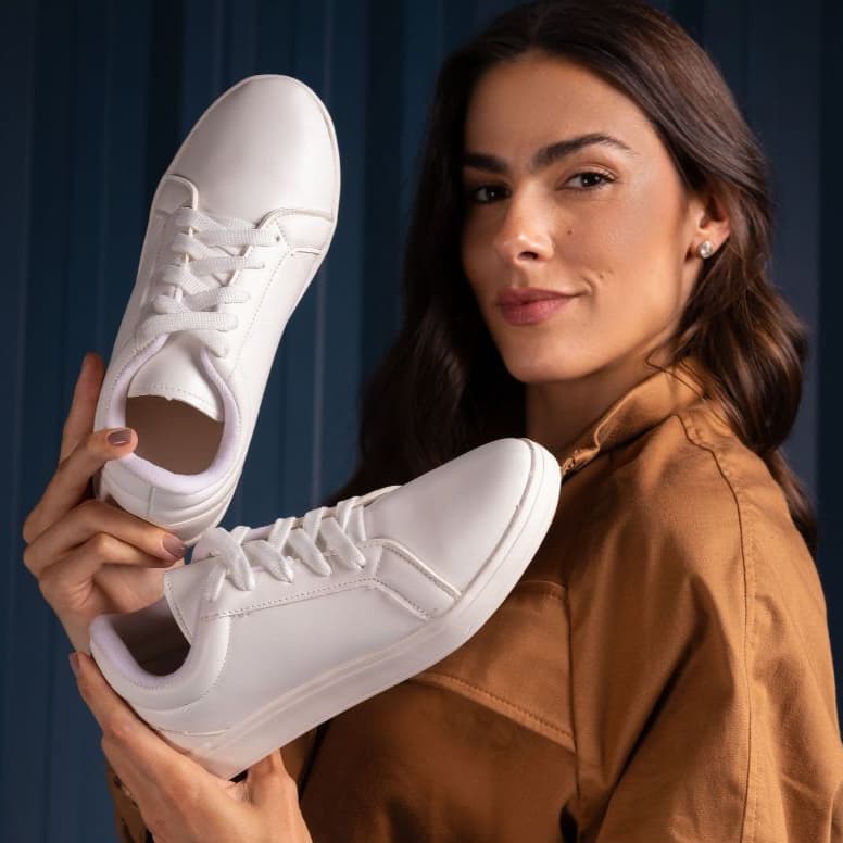 Tenis Casual Feminino Branco Macio Leve Confortavel Moderno