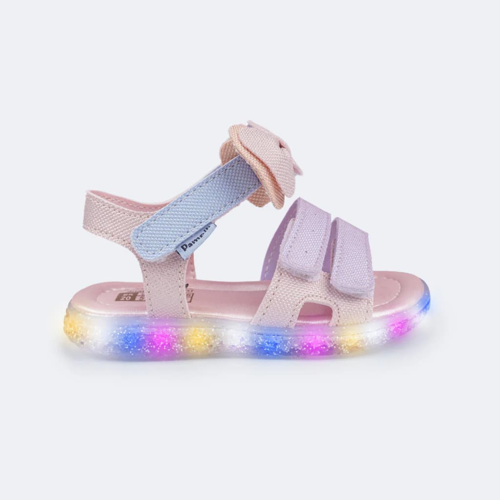 Sandália de Led Infantil Pampili Mini Laço Removível Colorida
