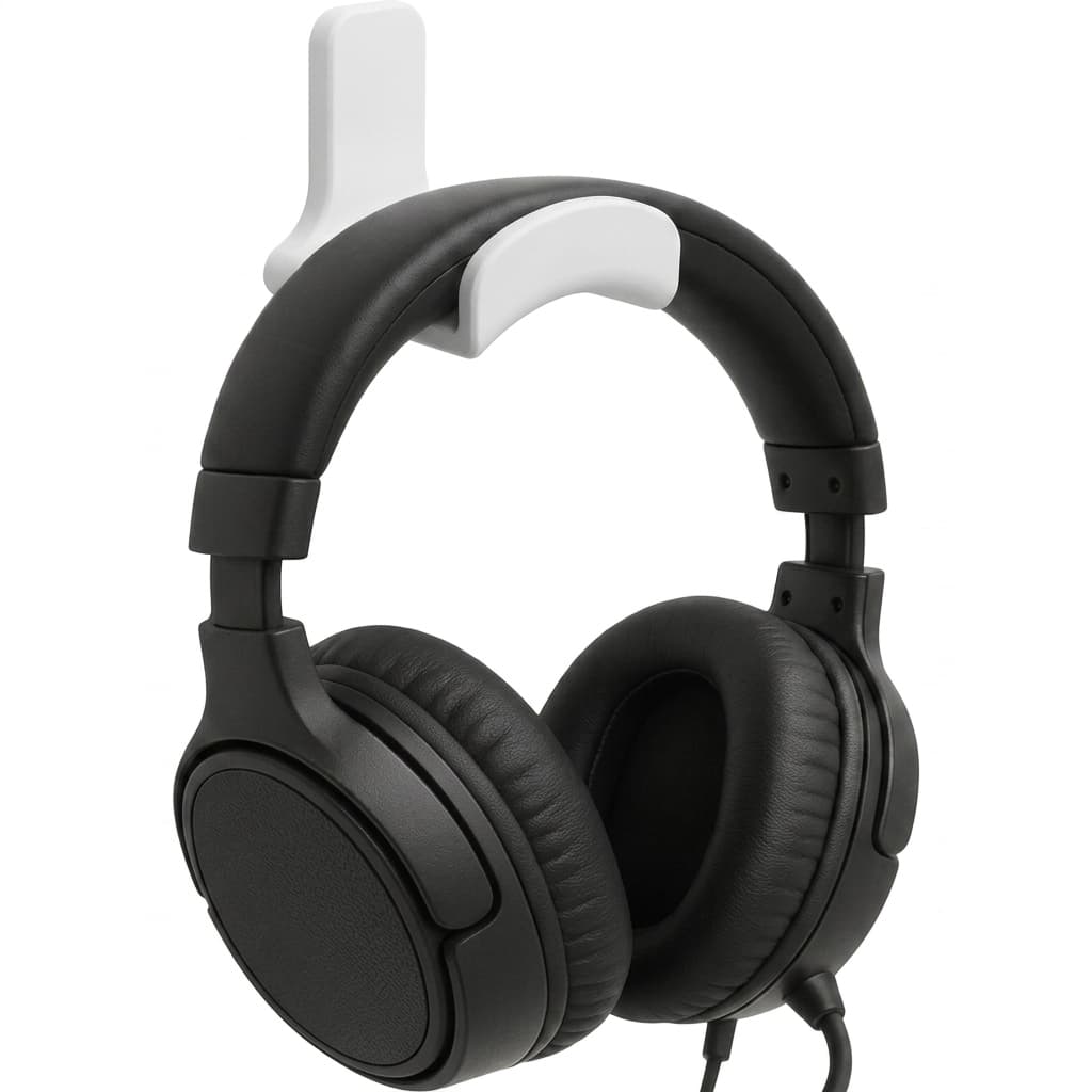 Suporte Headset Fone de Ouvido cor Preto Branco De Parede Gamer Fita 3m Parafuso Setup