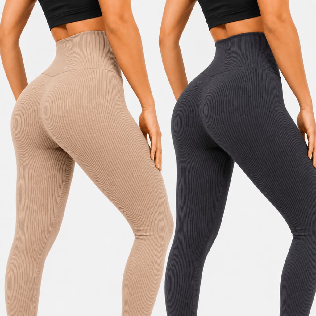 Kit 2 Calças Legging Canelada Premium Cintura Alta Sem Costura Feminina