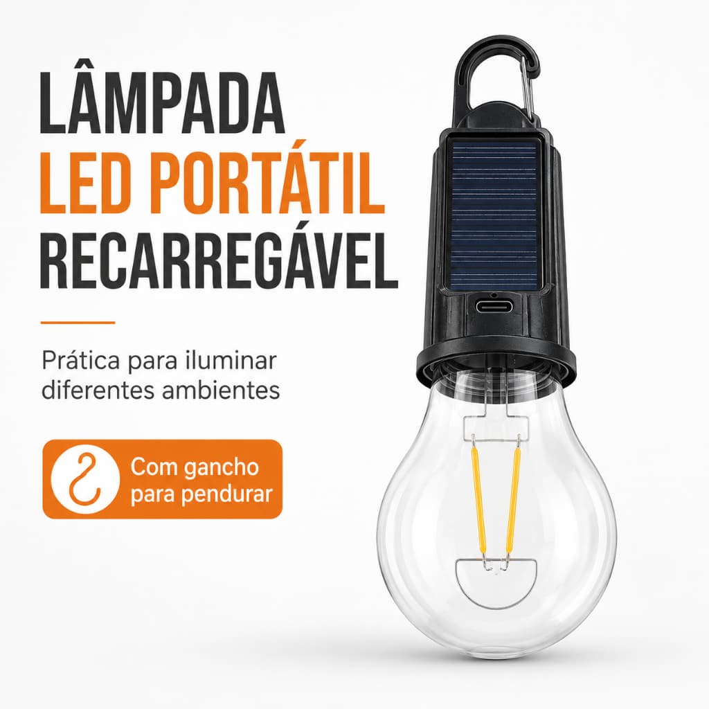 Lâmpada De Emergência Com LED Portátil Recarregável Iluminacao Ajustável Para Acampamento/Ambiente
