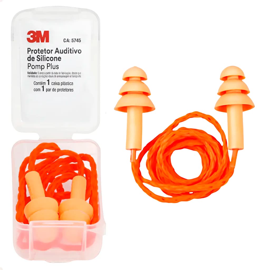 Kit 10 Protetor Auricular Tipo Plug Copolímero Cordão De Agodão Para Ouvido Abafador
