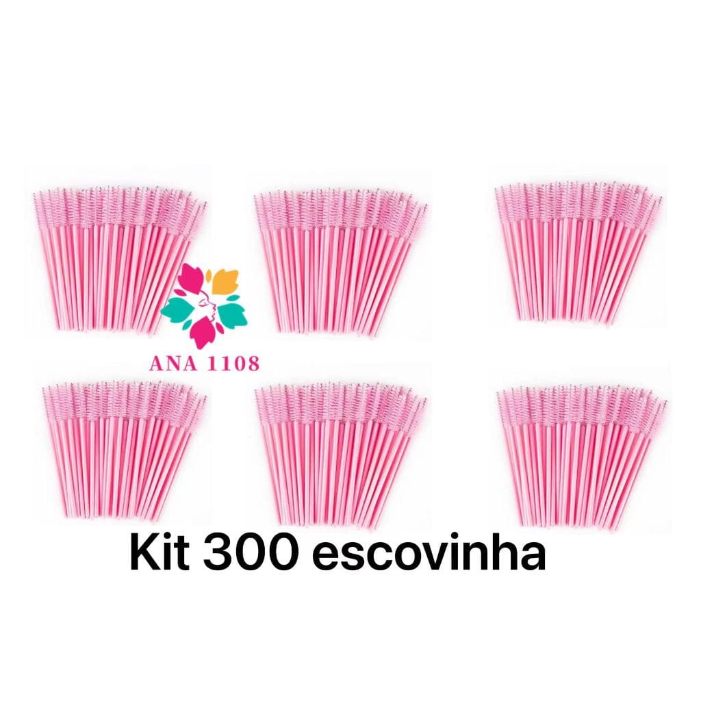 ANA1108 KIT 300 unidades Escovinhas com glitter e sem Glitter Extensão de Cílios e sobrancelha