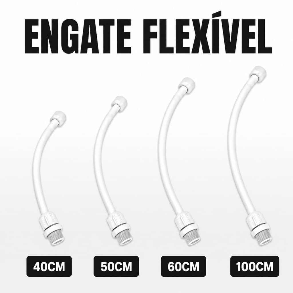Engate Flexível 40/50/60/100cm Mangueira Rabicho PVC Torneira Pia Vaso Lavatorio Cuba