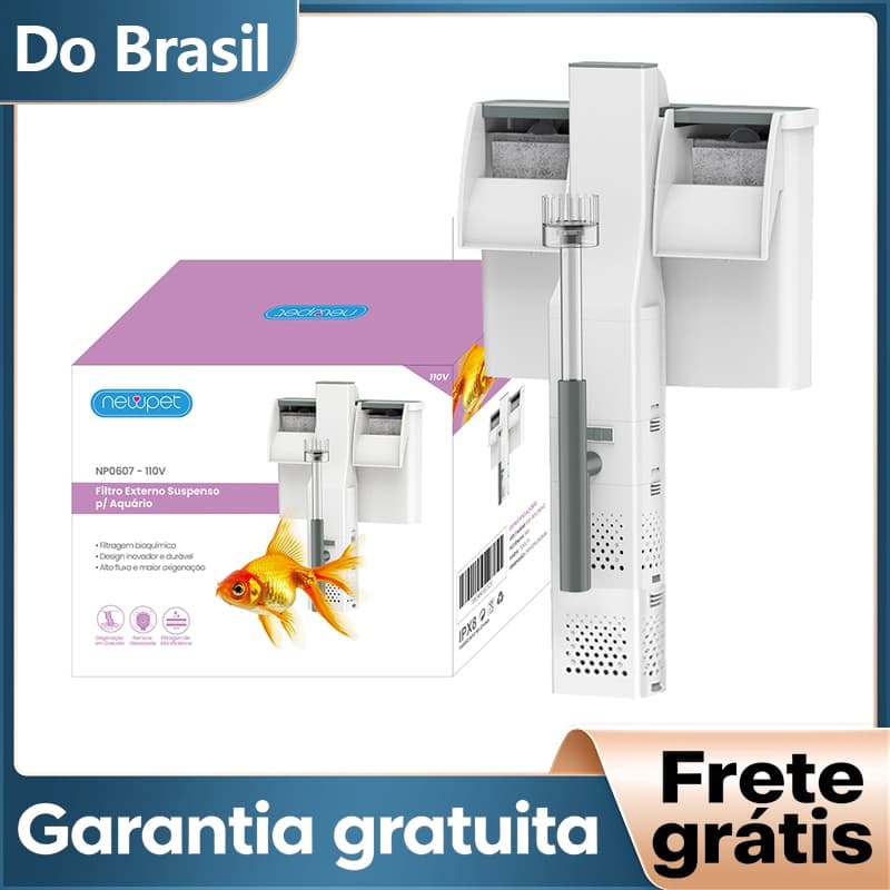 Filtro Canister Hang On para Aquário Newpet 500L/h 5W para até 100 Litros Silencioso
