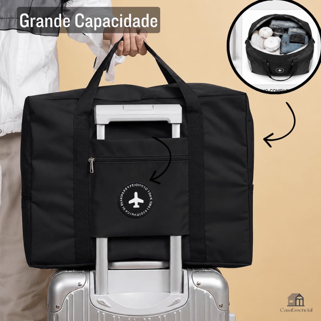 Bolsa de Viagem Dobrável Grande Capacidade Multiuso – Encaixe para Mala, Leve e Prática BS-04