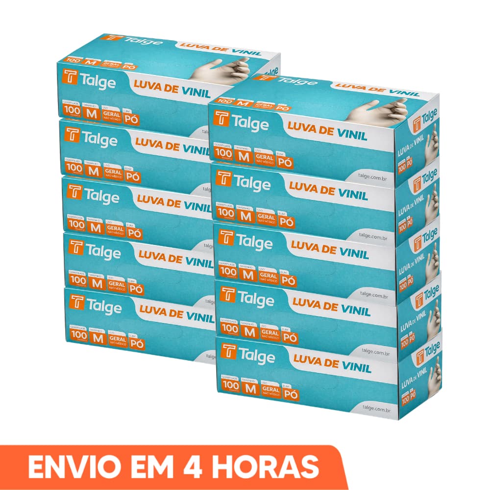 Luva Descartável Transparente Sem Pó Vinil 500un Talge