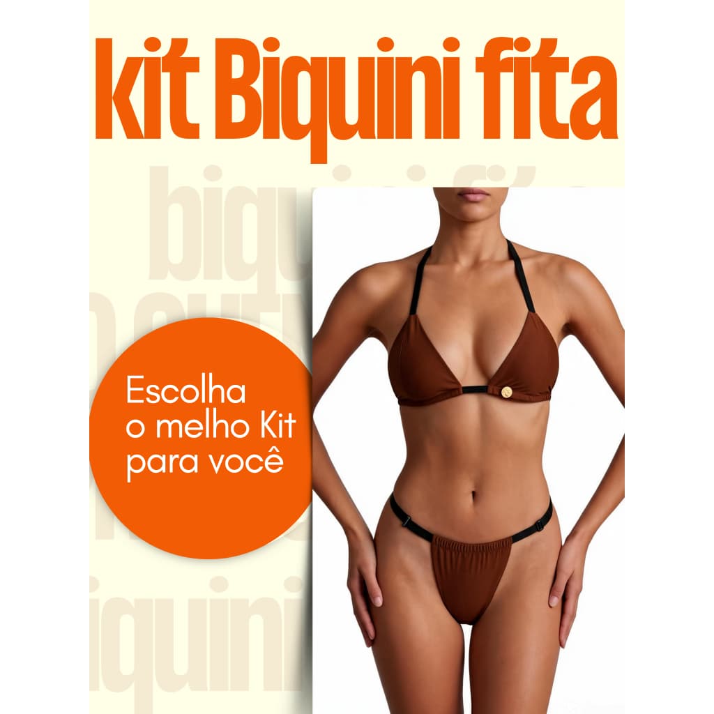 kit Biquíni fita Bronze  fio dental alças ajustaveis com 2,3 e 4 conjuntos Cores Variadas