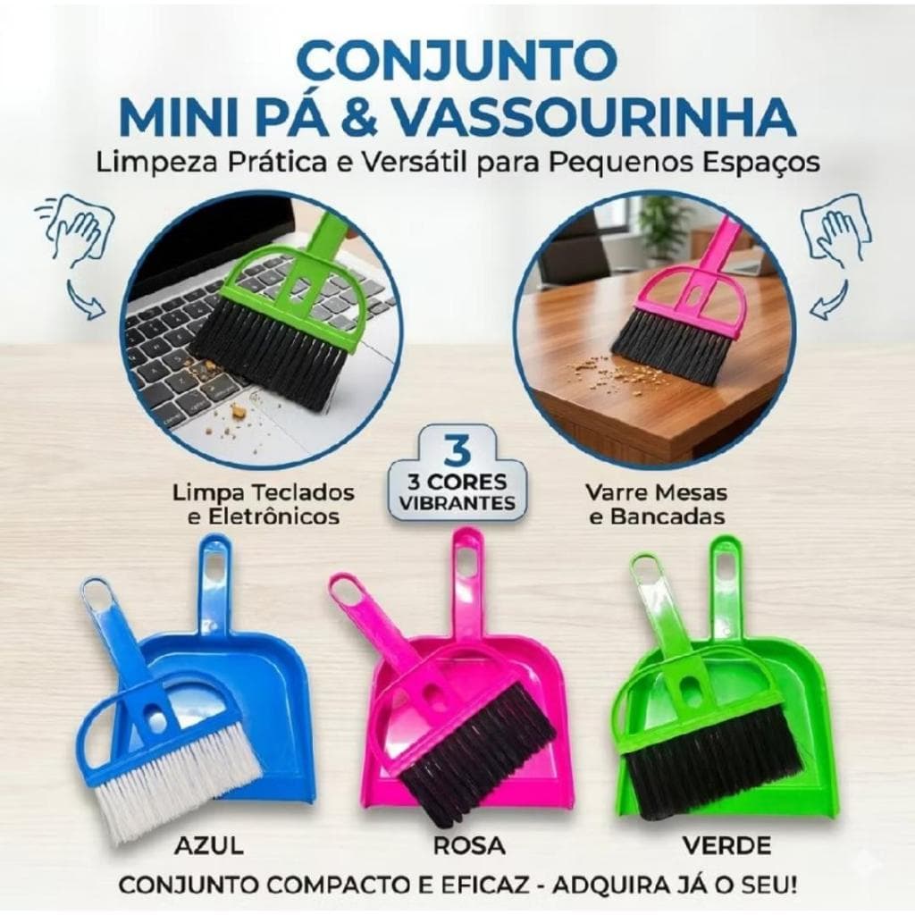 Mini Pá de Lixo Limpeza e Vassourinha e Pazinha Multiuso