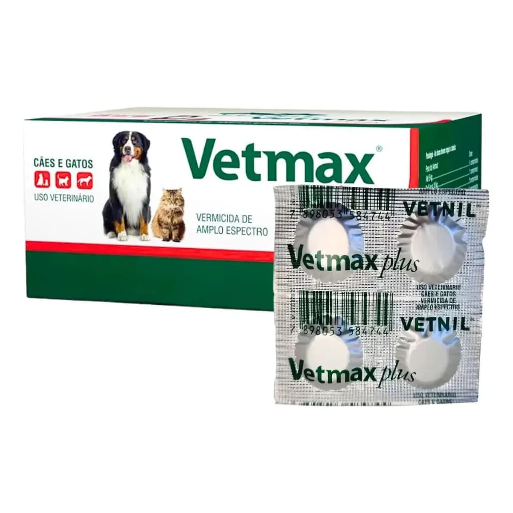 Vetmax Plus Blister 4 Comprimidos Vermífugo - Vetnil