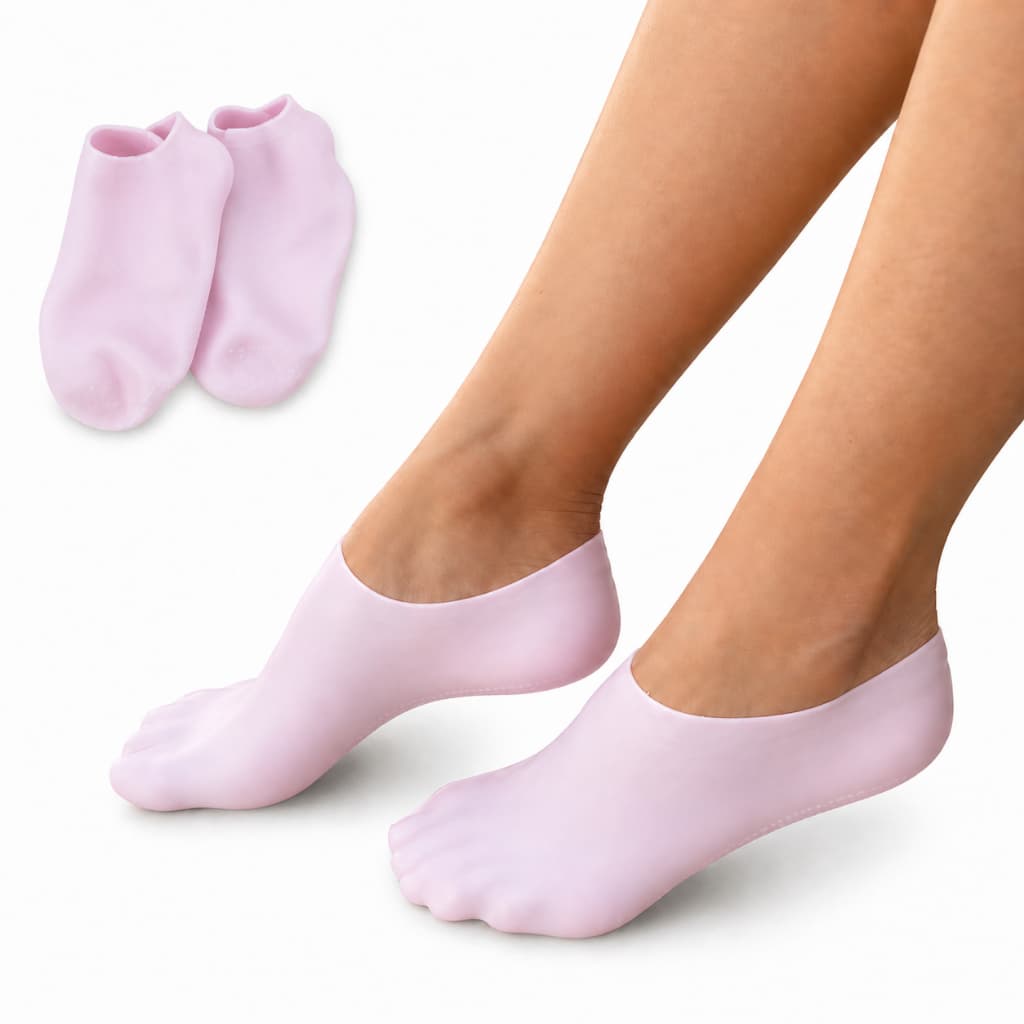 Par de Meias de Silicone Hidratante para Pés Ressecados e Rachados Tamanho Único 33 ao 43 Lavável Reutilizável Antiderra