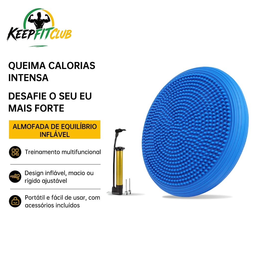 Disco De Equilíbrio Pilates Almofada Inflável Com Bomba De Encher Balance Treino